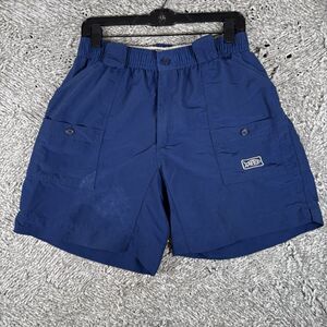 AFTCO Nylon Cargo Shorts Men's Size 32 Navy Blue Beach Utility Summer Fishing